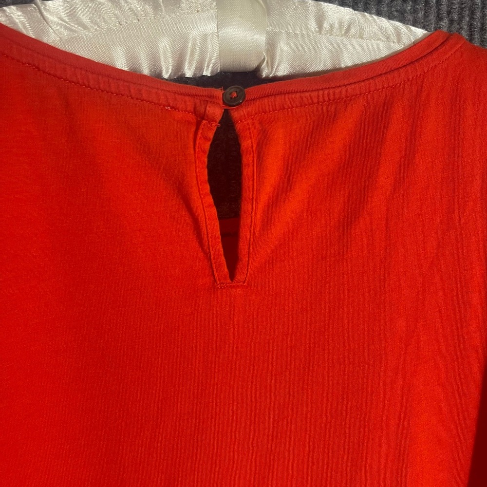 Ann Taylor LOFT Women Tank Top Sleeveless Blouse Red Scalloped Crochet Boho Chic - Picture 6 of 8